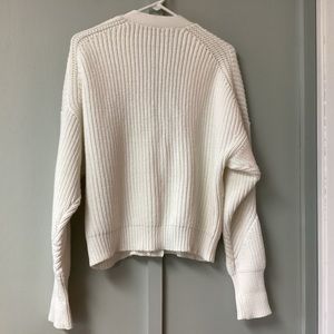 Point Sur Off White Chunky Knit Cardigan Size XL Snap Button Long Sleeve